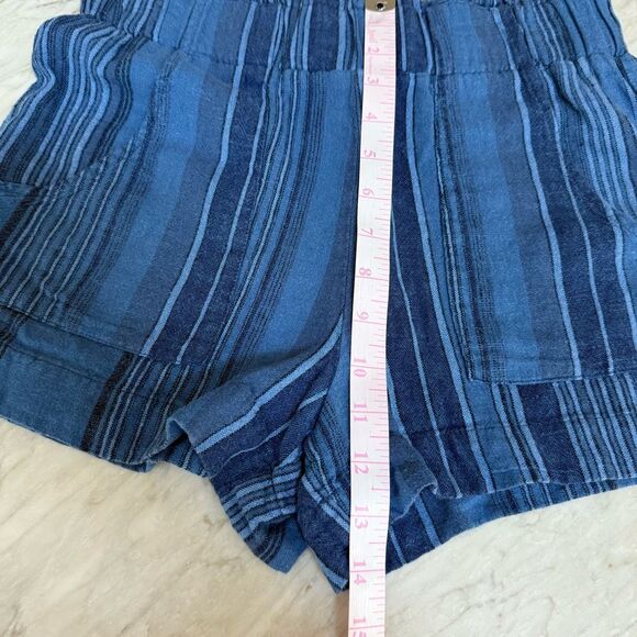 Indigo Rein Blue Striped linen blend Shorts Size M - Picture 6 of 6